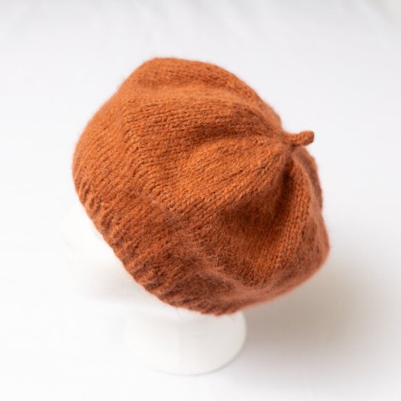 Terracotta Rose Hand Knit Baby Alpaca and Merino Wool French Parisian Beret main image 5